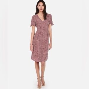 • Express • Button Front Tie-Sleeve Midi Dress